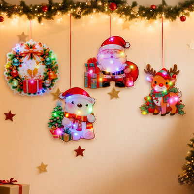 luminous christmas door hanging decorations with snowman